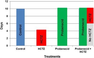 Probenecid Pre-treatment Downregulates the Kidney Cl-/HCO3- Exchanger (Pendrin) and Potentiates Hydrochlorothiazide-Induced Diuresis